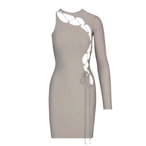 🏷️SKIMS One Shoulder Tie BodyCon Dress Chrome 3X - Picture 2 of 14